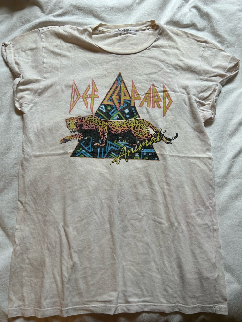 Daydreamer Def Leppard 'Animal' Graphic Tee in Cream with Multicolor Print